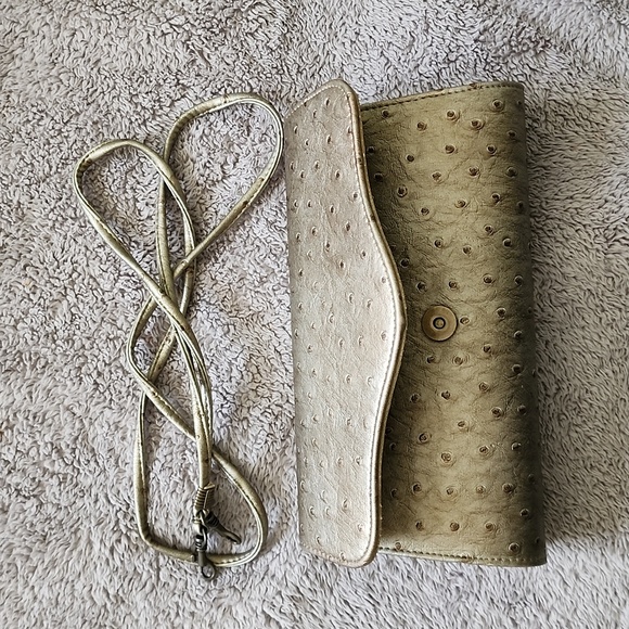 Woman shoulder cross body handbag clutch faux ostrich sexy party - Picture 5 of 8